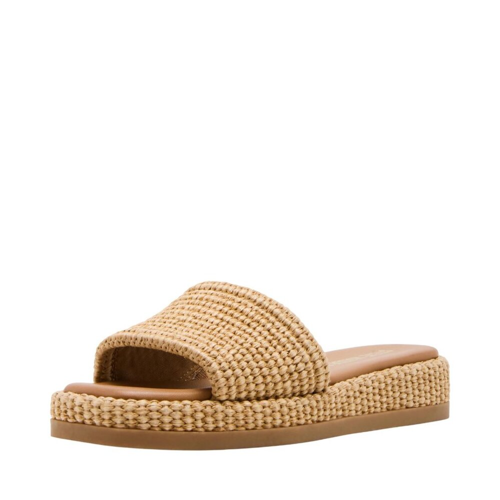 Steve Madden Woven Raffia Slide Sandals in Natural